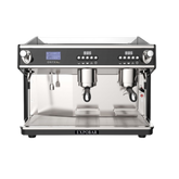 Dit Spaanse espressomachine merk staat bekend om zijn ongeëvenaarde prijs/kwaliteitverhouding en professionele uitstraling. Het nieuwste model, Onyx, is een doorontwikkeling van het populaire G-10. De Onyx is een professionele espressomachine die de hele dag door hard kan werken.
Deze machine heeft een strak design en bevat de volgende kenmerken: 2 groepen, een elektronisch schakelbord om de koffiedoseringen volumetrisch te regelen, automatische watervulling en een 11,5 liter koperen ketel. Bovendien heef